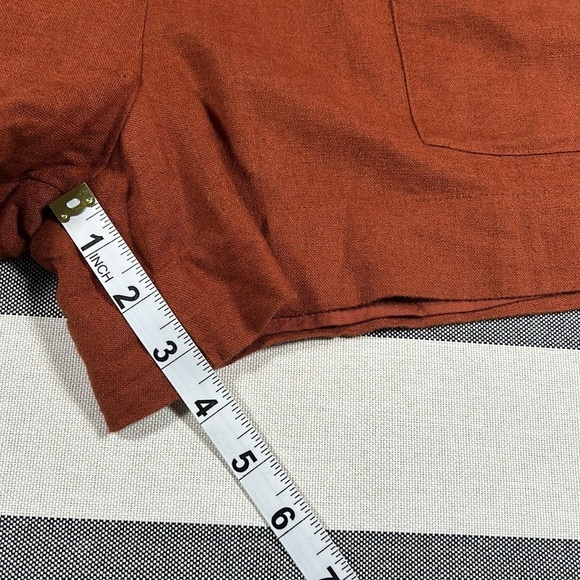 Abercrombie & Fitch Womens High Waist Linen Shorts Rust Orange Small Boho Summer - Picture 7 of 10